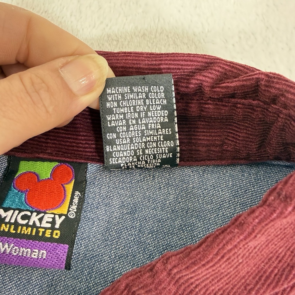 Vtg Y2K Micky Unlimited Embroidered Denim Shirt Womans 26/28 Disney Corduroy - Picture 8 of 14